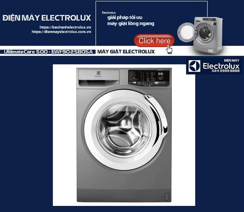 UltimateCare 500 - EWF9025BQSA Máy giặt Electrolux màu bạc, thiết kế hiện đại, tích hợp công nghệ mới, phù hợp cho gia đình, tiết kiệm điện năng, vận hành êm ái, dễ sử dụng.