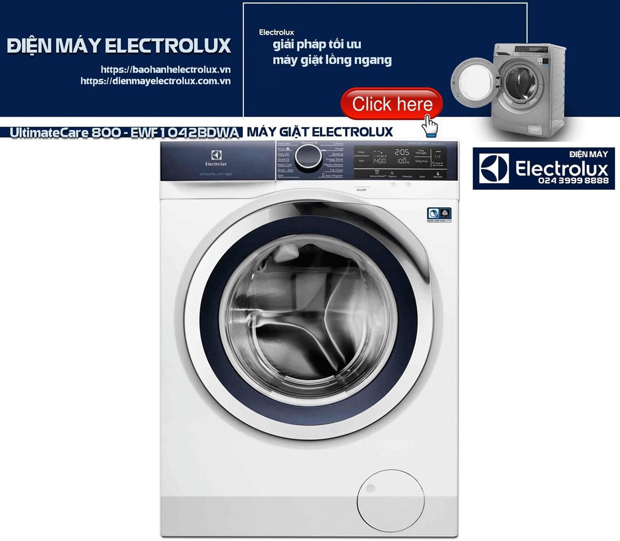 UltimateCare 800 - EWF1042BDWA Máy giặt Electrolux nội địa Uy tín, công nghệ tiên tiến, tiết kiệm điện nước, phù hợp cho gia đình Việt. Dịch vụ sửa chữa, bảo hành uy tín tại Điện tử Điện Lạnh Nguyên Dương.