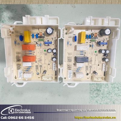 Chính xác. Đây là hình ảnh của hai board mạch nguồn máy sấy Electrolux EDV80SJ/OWA, thể hiện các linh kiện điện tử quan trọng trong hệ thống sấy.