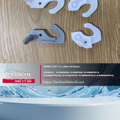 Trọn bộ phụ kiện cửa tủ lạnh Hitachi gồm 4 chiếc kẹp giữ và khóa tủ lạnh chất lượng cao, phù hợp sửa chữa và lắp đặt tủ lạnh Hitachi, đảm bảo an toàn và độ bền cao.