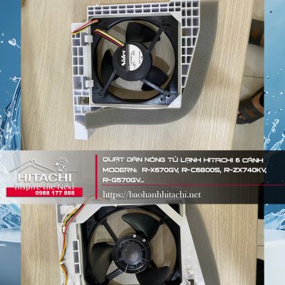 Quạt tản nhiệt máy lạnh Hitachi 6 cánh, phù hợp dòng R-X670GV, R-C6800S, R-ZX740KV, R-G570GV, thiết bị làm mát tủ lạnh hiện đại, thay thế linh kiện Uy tín, độ bền cao, giá tốt tại Nguyễn Dương.